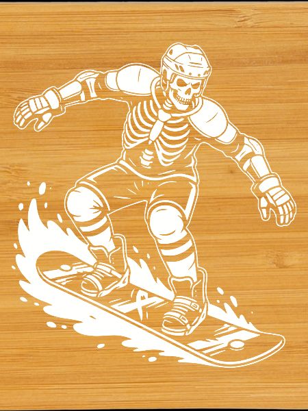 Skeleton on Snowboard Wave Rider