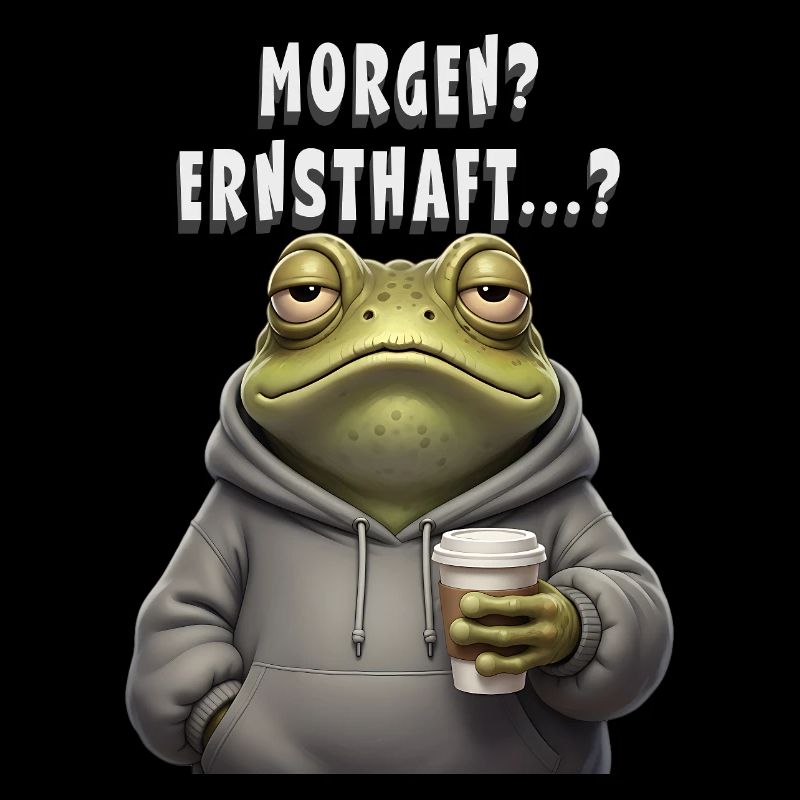 Morning lazy frog with coffee Tomorrow Seriously?