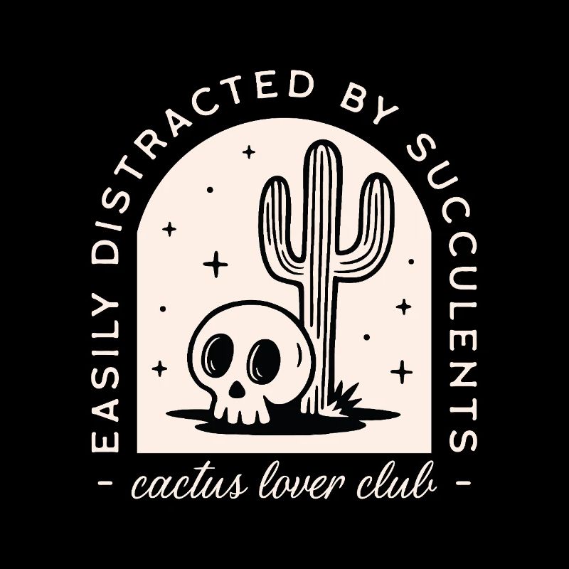 Cactus lovers club funny plants gothic skull