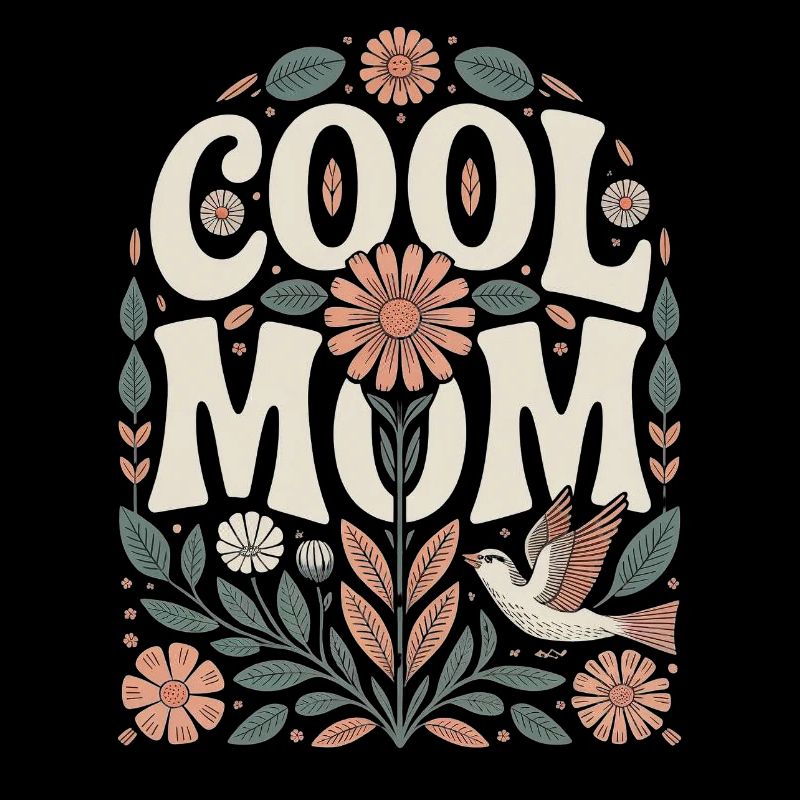 Motif fleural rétro Cool Mom