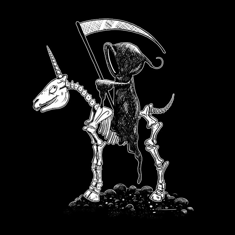 Squelette Cool Licorne Avec Grim Reaper I Halloween