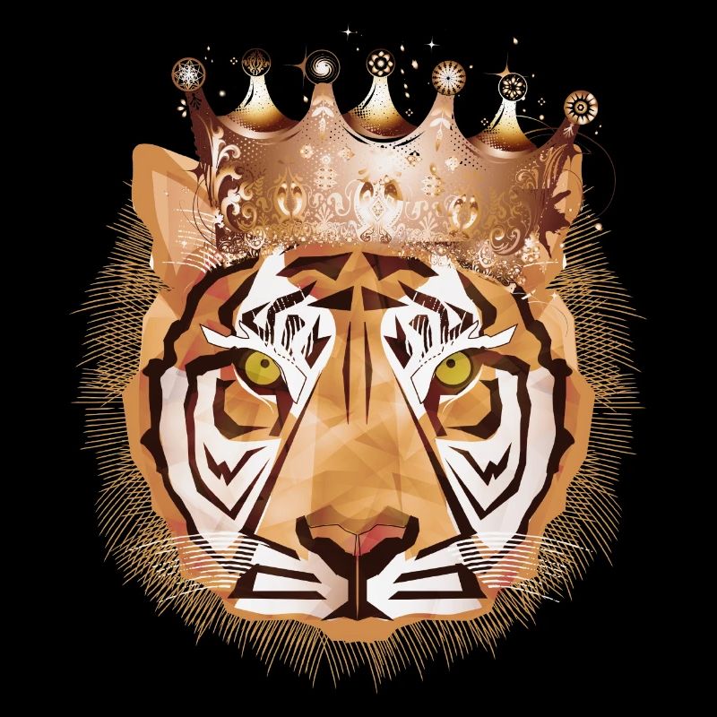 Royal tiger with magnificent crown on the head