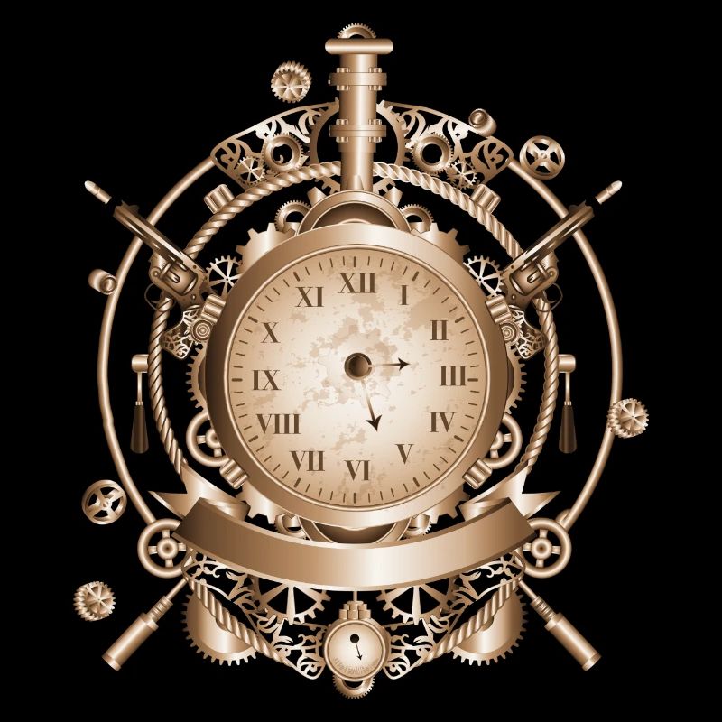 Steampunk watch in antique look with gears