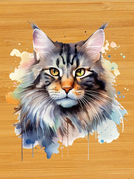 Maincoon aquarelle chat