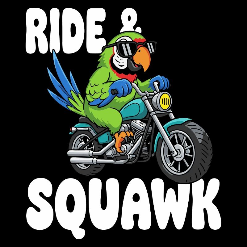 Raging parrot on motorcycle