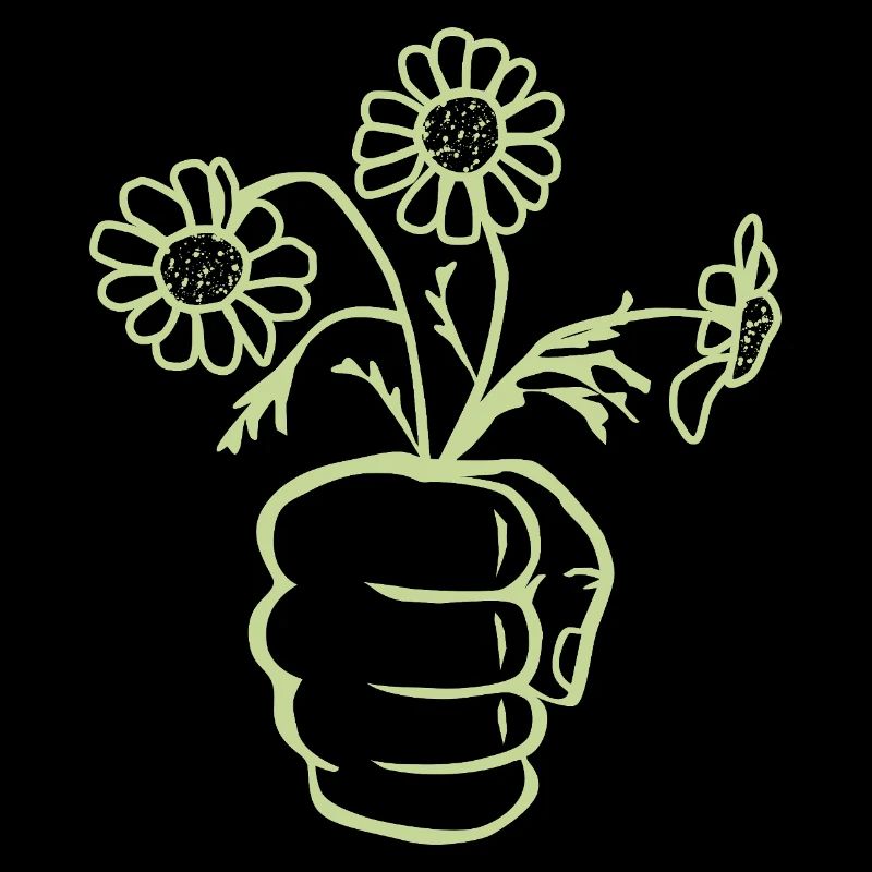 Une main de poing avec un bouquet de fleurs
