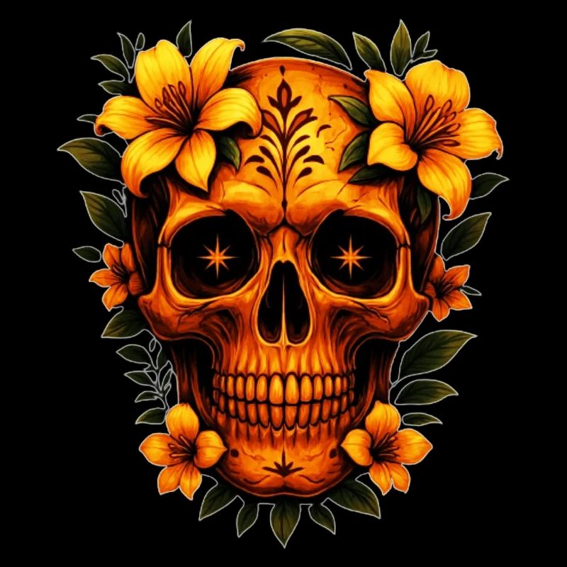 Totenkopf mit Blumen 