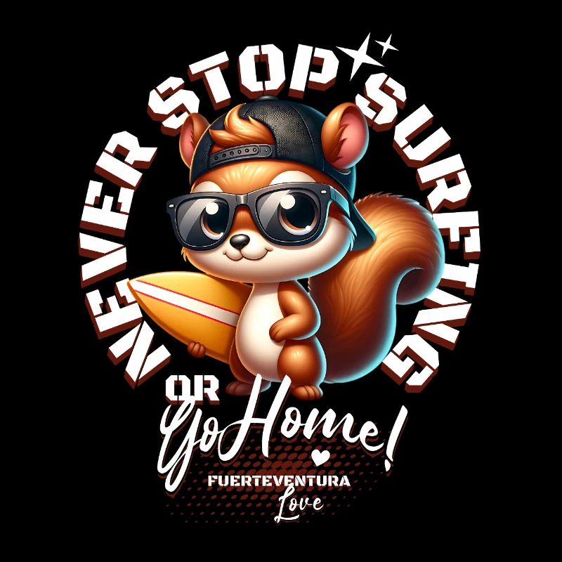 Surfer Eichhörnchen mit Surfbrett