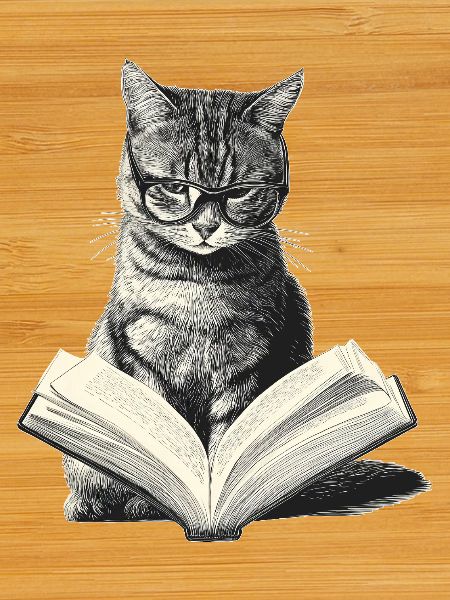 Cat reading book