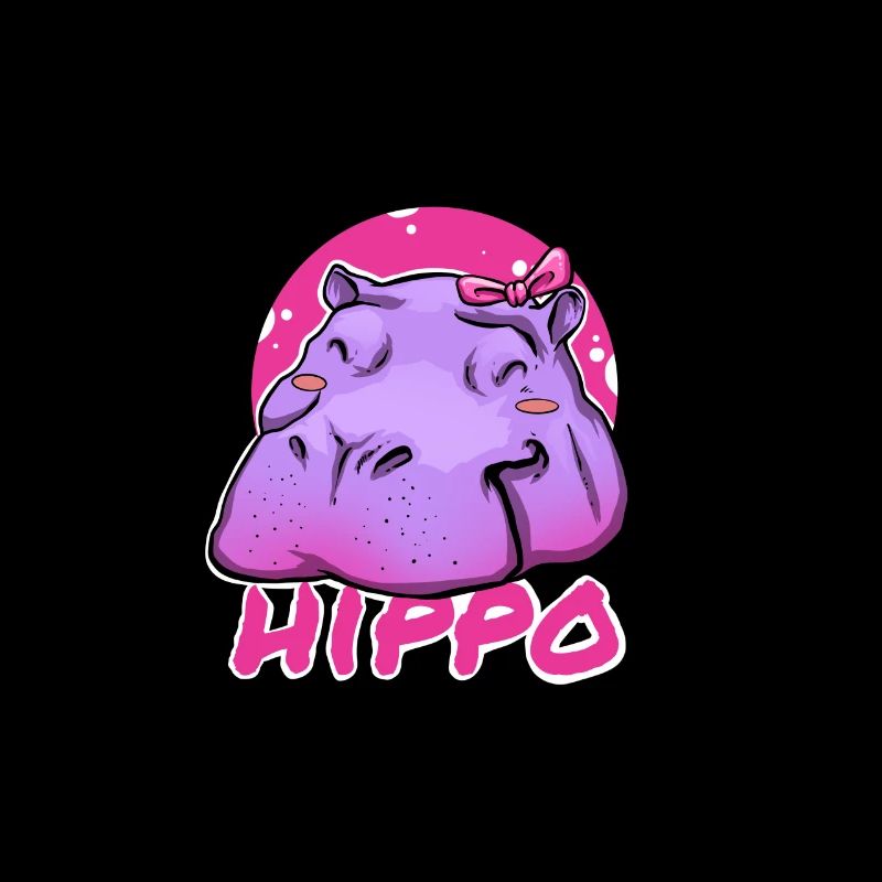 Hippopotame mignon avec nœud rose