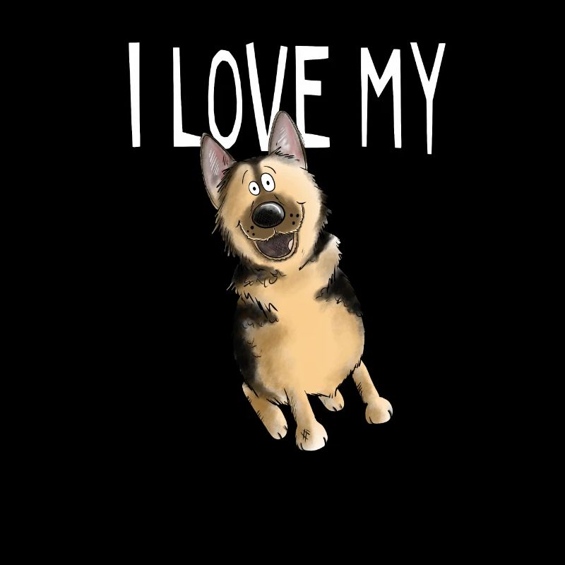 Funny German Shepherd with saying I Love