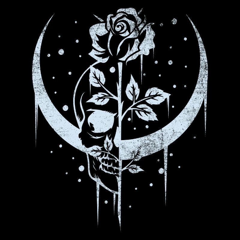 Occult Moon Rose Witchcraft Wicca Skull Gothic