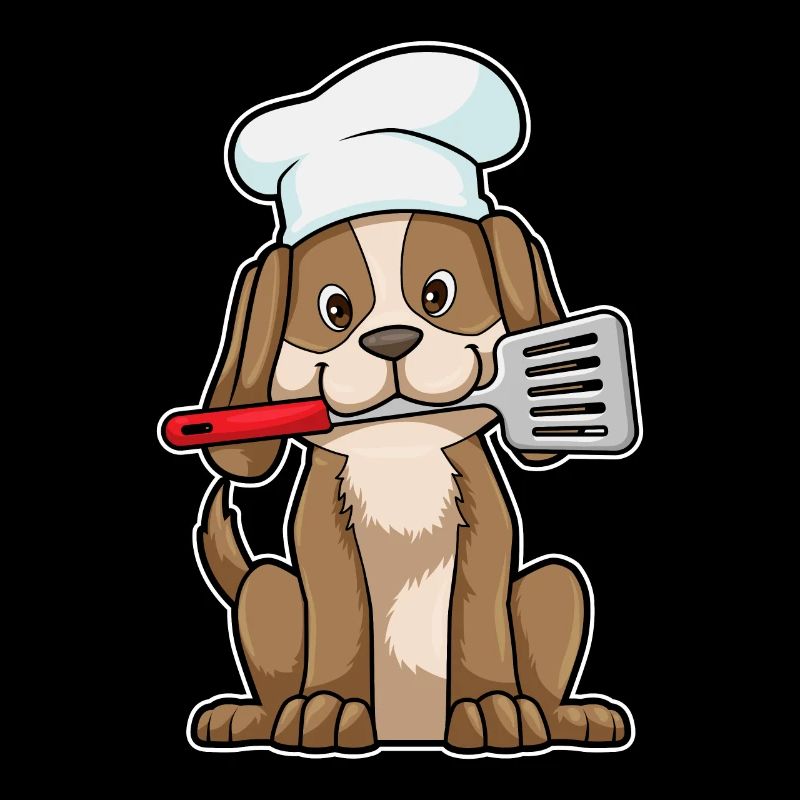 Dog as a cook with a chef's hat & spatula