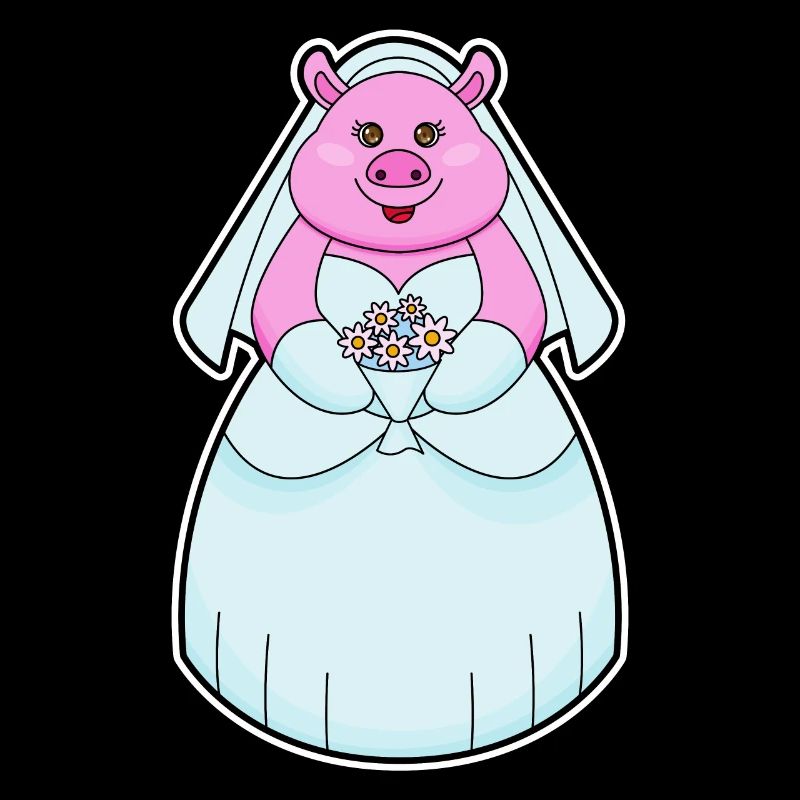 Cochon comme mariée avec voile