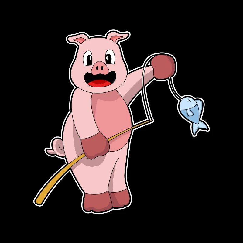 Pêche au poisson pêcheur cochon