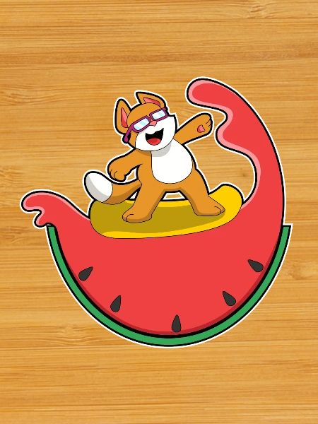 Cat Surfing Surfboard Summer