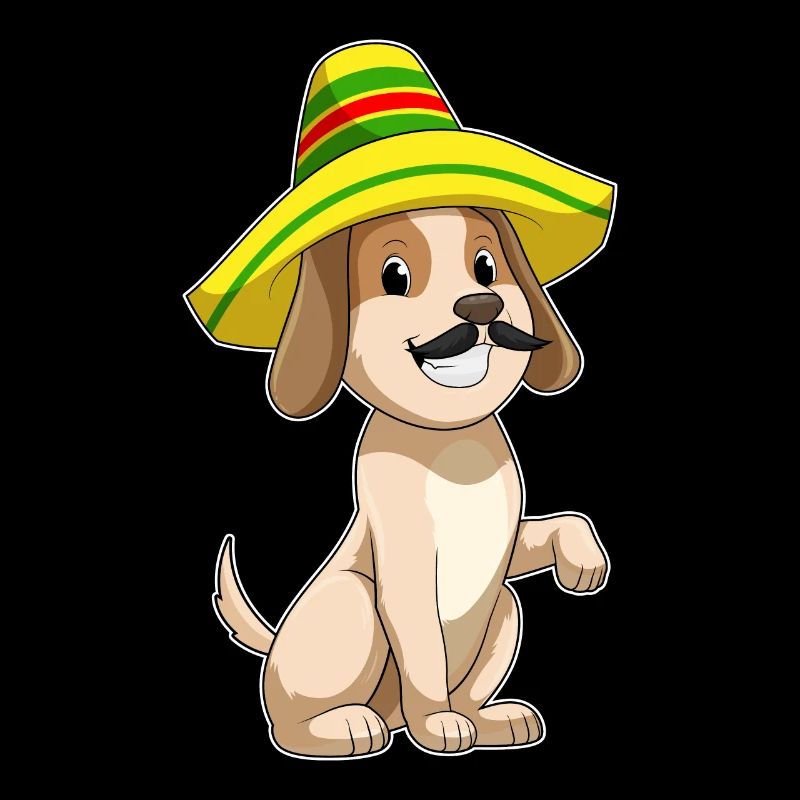 Chien comme mexicain avec chapeau de paille