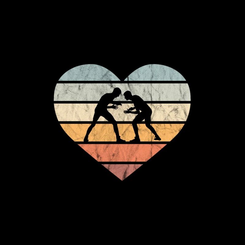 Ich liebe Ringen Ringkampf Retro Herz