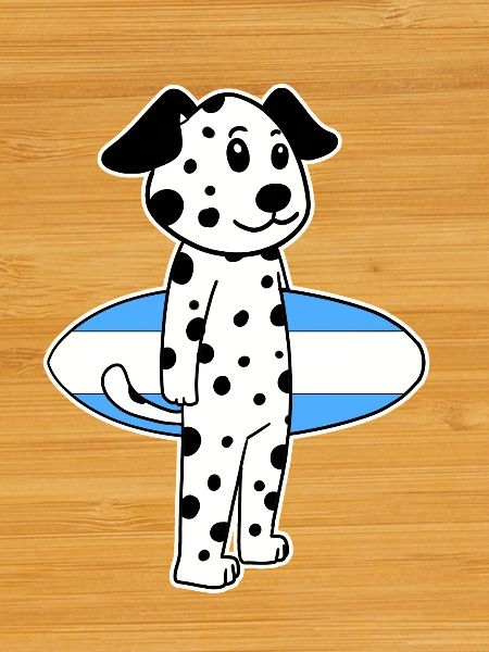Surfboard Dog Dalmatian Surfing Gift