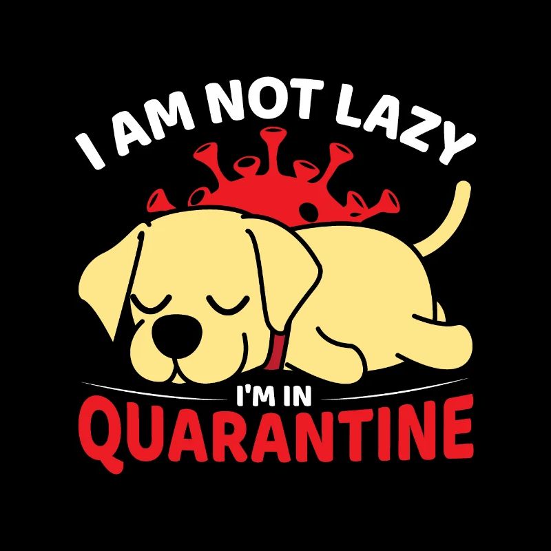 Cute dog with quarantine motif