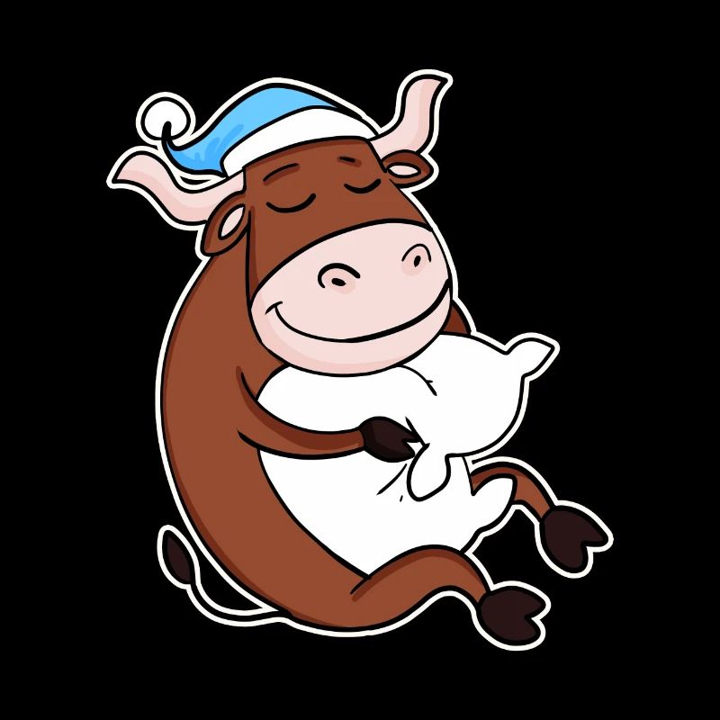 Ox with pillow and sleeping cap