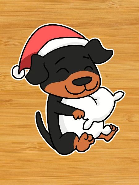 Rottweiler Dog Christmas Sleep Tired
