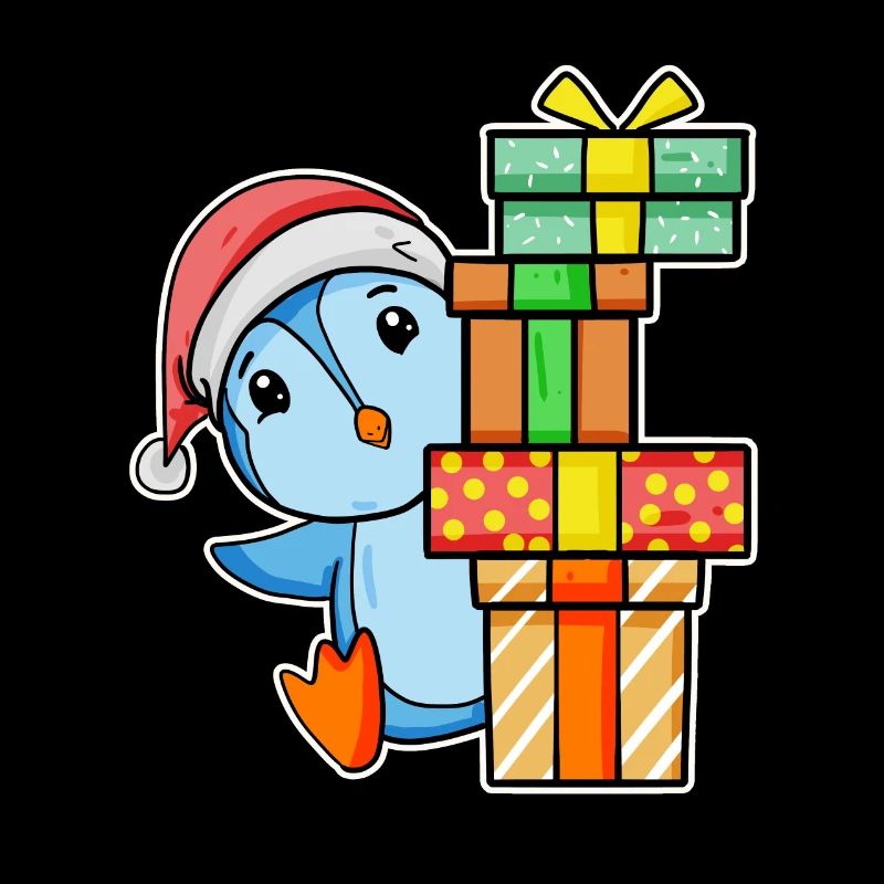Pingouin de Noël avec cadeaux