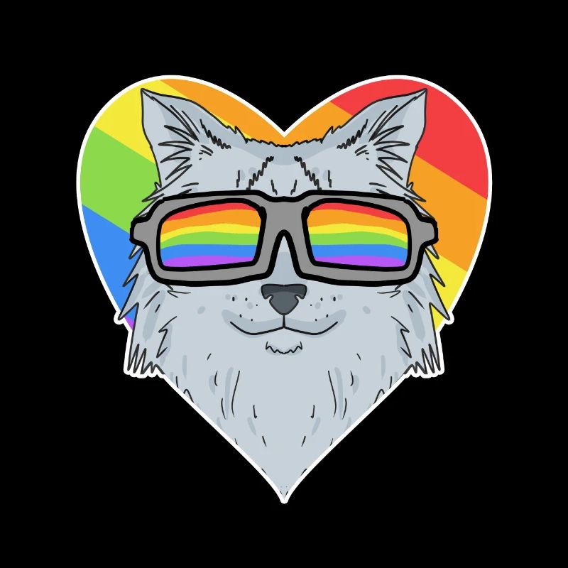 Gay Regenbogen - Katze mit Brille