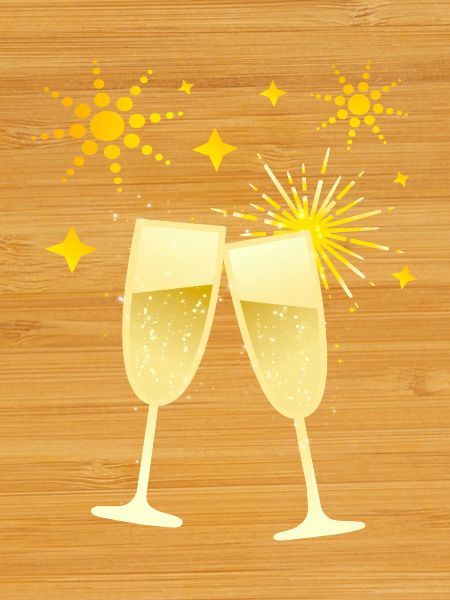 Cheers! glasses with fireworks
