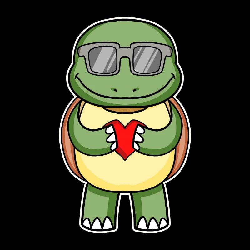 Turtle with sunglasses and heart love