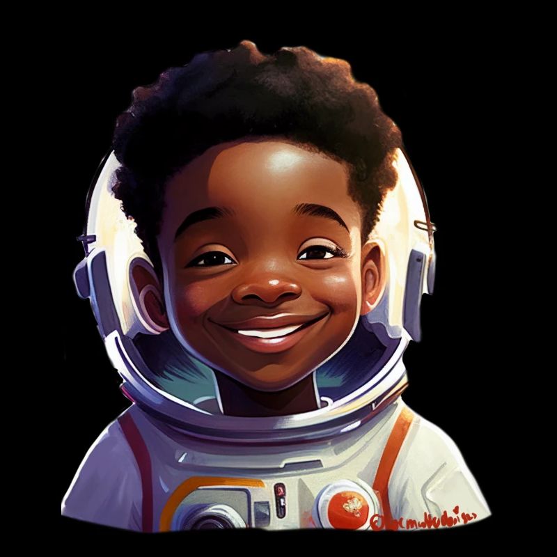Young female astronaut with rays