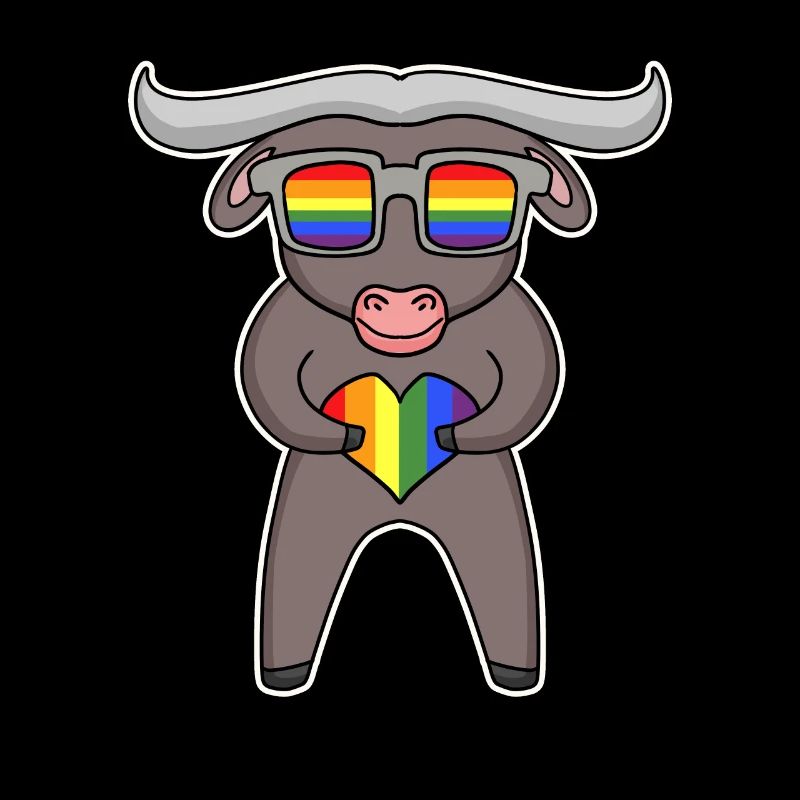 Regenbogen - Ochse mit Brille und Herz