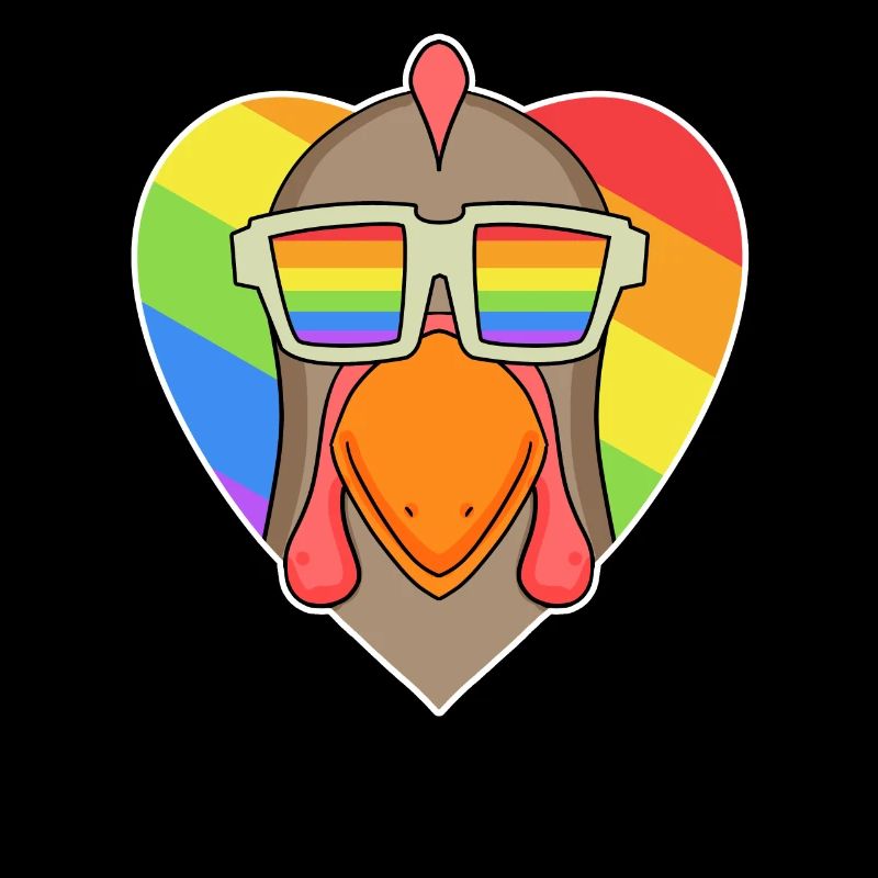 Regenbogen - Huhn mit Brille