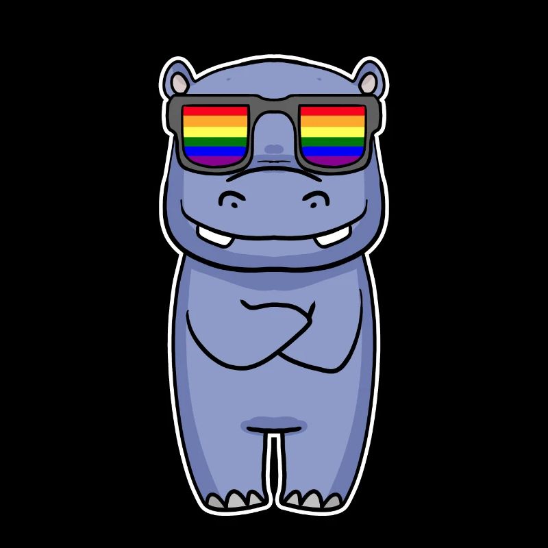 Regenbogen - Nilpferd mit Brille