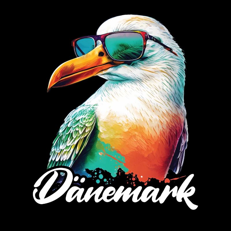 Dänemark Urlaub coole bunte Möwe mit Sonnenbrille