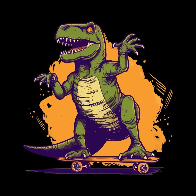 Skateboarding Cool Skateboarder T Rex Dinosaur