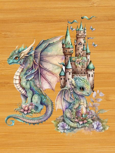 Fantasy Dragon with Fairytale Castle