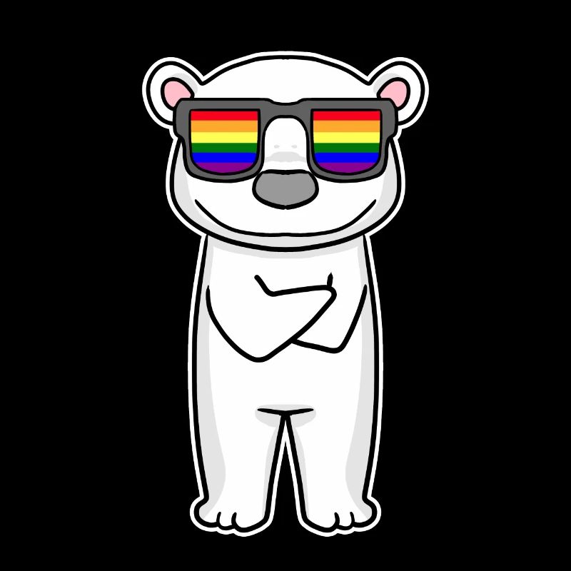Arc-en-ciel - ours polaire avec lunettes