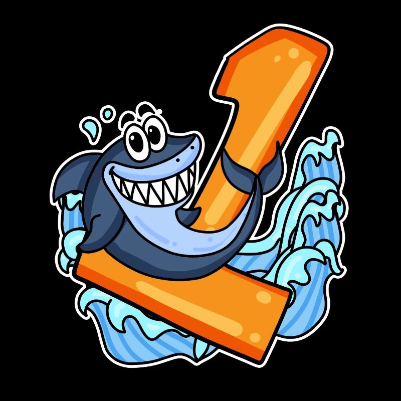 1 year old - school enrollment - shark motif