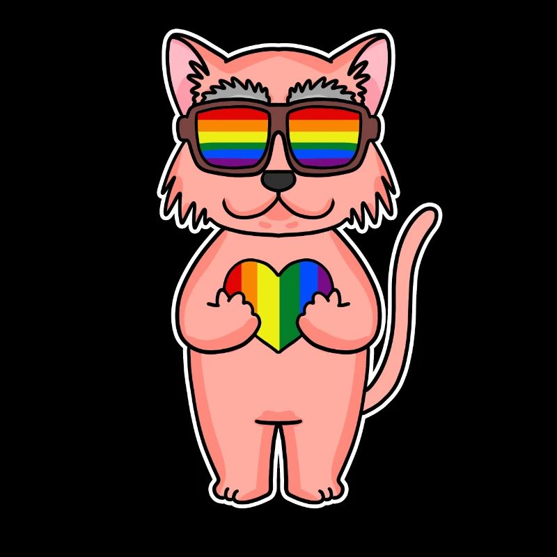 Rainbow Colorful Cat - Cool Cat
