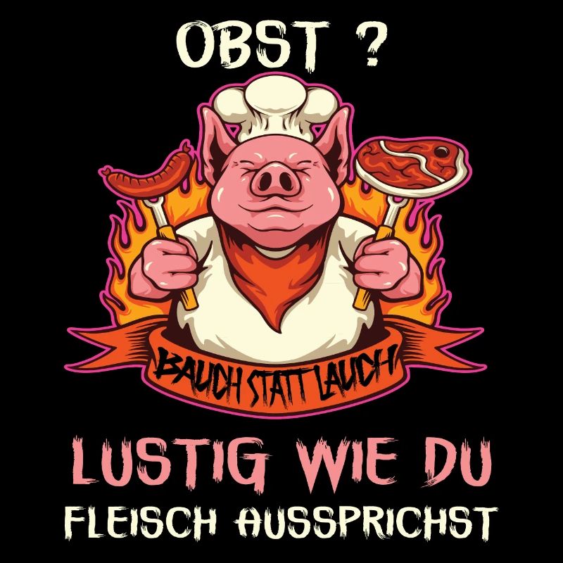 Witziges Schwein mit Fleischspruch