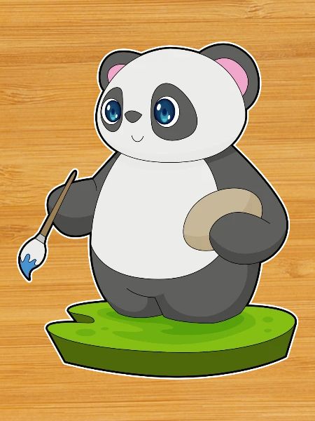 Panda Painter Brush Painting