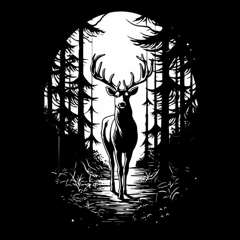 Silhouette de cerf dans les bois