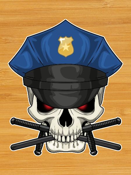 Skull Policeman Baton Police