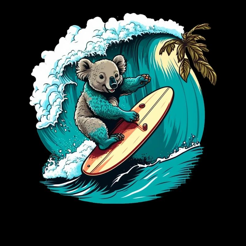 Koala s’amuse à surfer