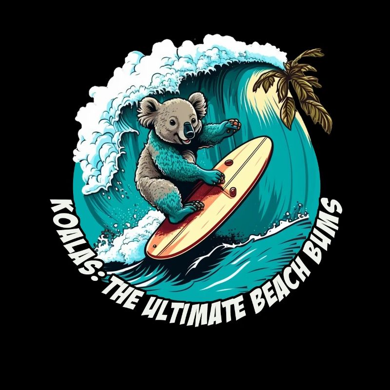Beach Bums Koala has fun surfing