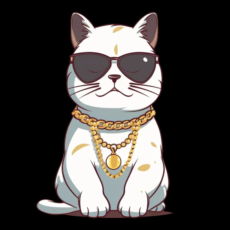 Chat cool avec lunettes de soleil et chaîne en or