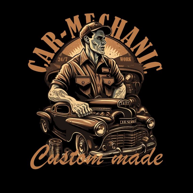 Car mechanic with lettering