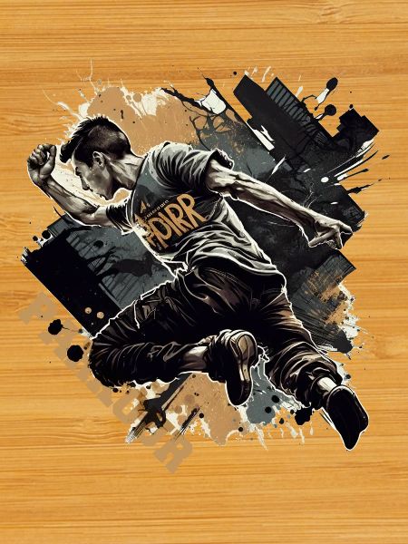 Parkour runners with lettering