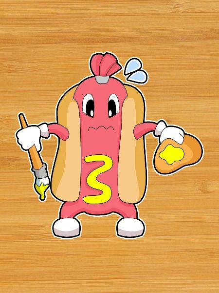 Hotdog Painter Brush Painting
